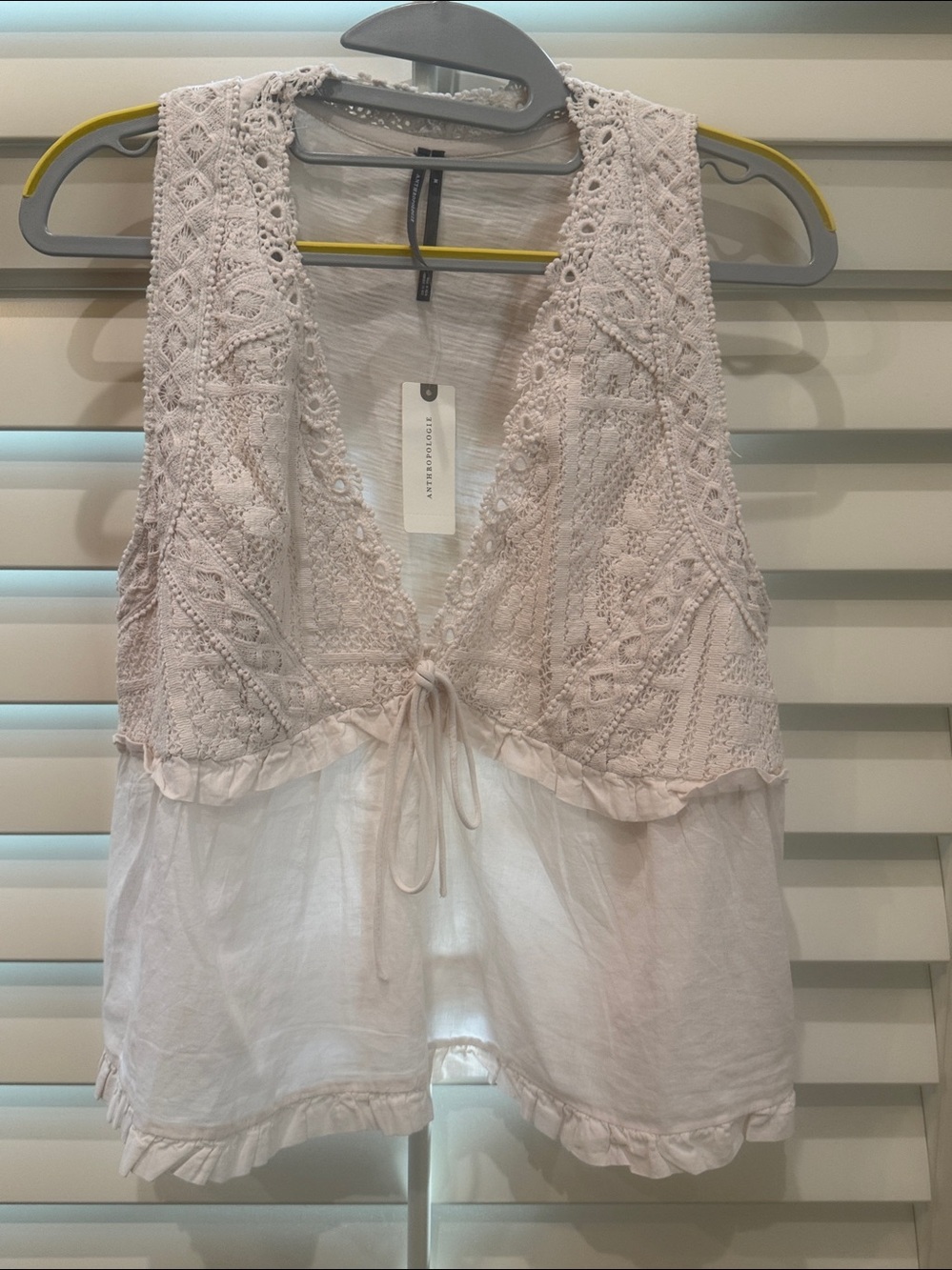 By Anthropologie Crochet Babydoll Tank Top